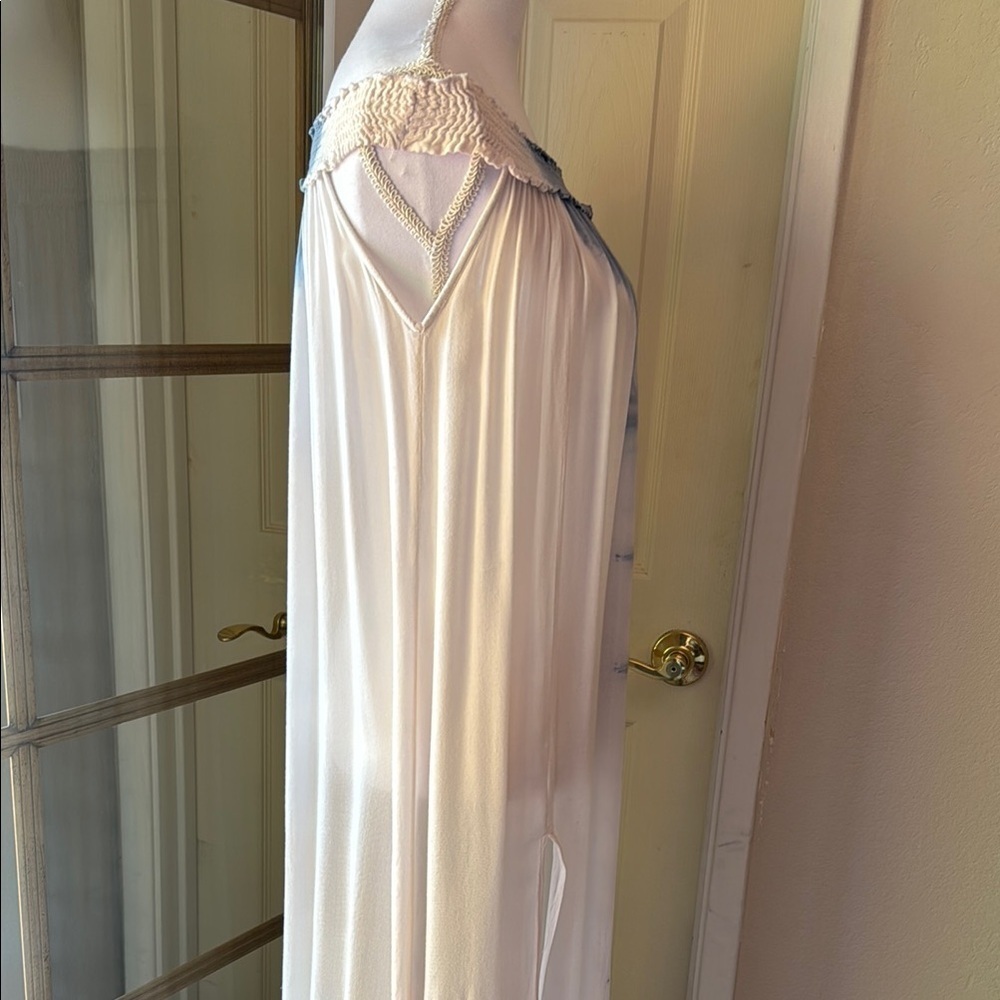 Blue and White Strapless Resort Maxi Gown - Picture 5 of 13